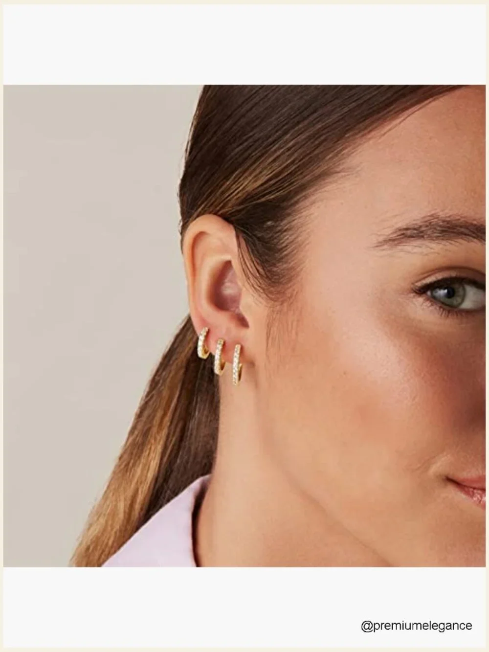 3 Pair Gold Hoop Earrings Set - 14K Gold Plated Hypoallergenic Huggies